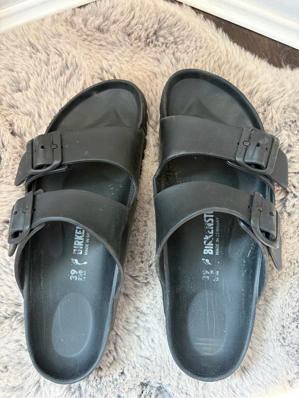 Birkenstock Black Two-Strap EVA Slide Sandals